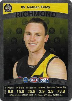 2010 Team Zone AFL Team - Silver #85 Nathan Foley Front